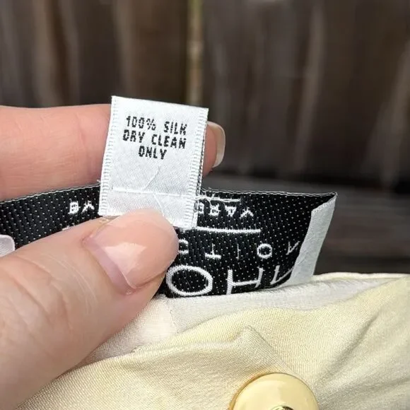 St. John's Vintage High-Waisted Silk Cream Trousers - Petite - Picture 6 of 6